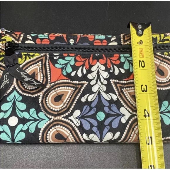 VERA BRADLEY Paisley Floral Embroidered Boho Black Wallet Wrist Strap Clutch - Picture 9 of 13